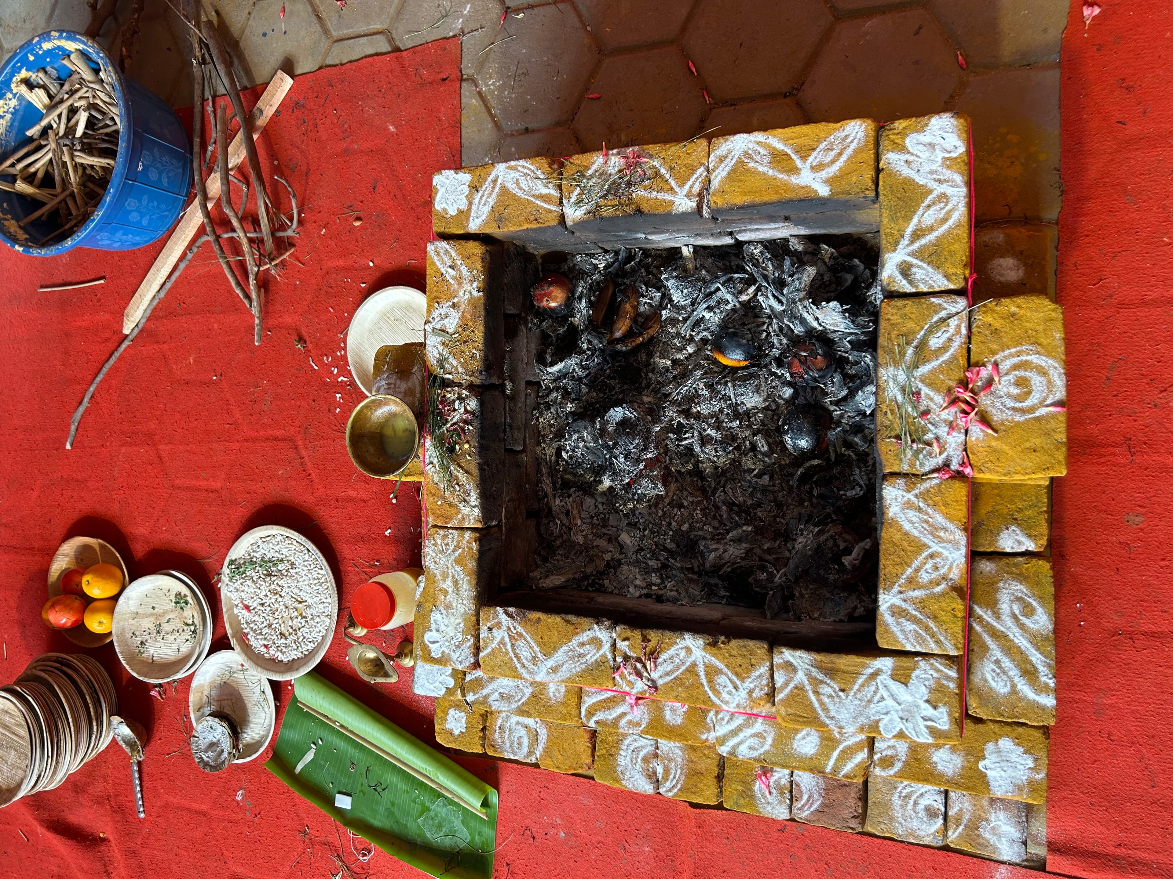 Priest blessing devotees after ceremony